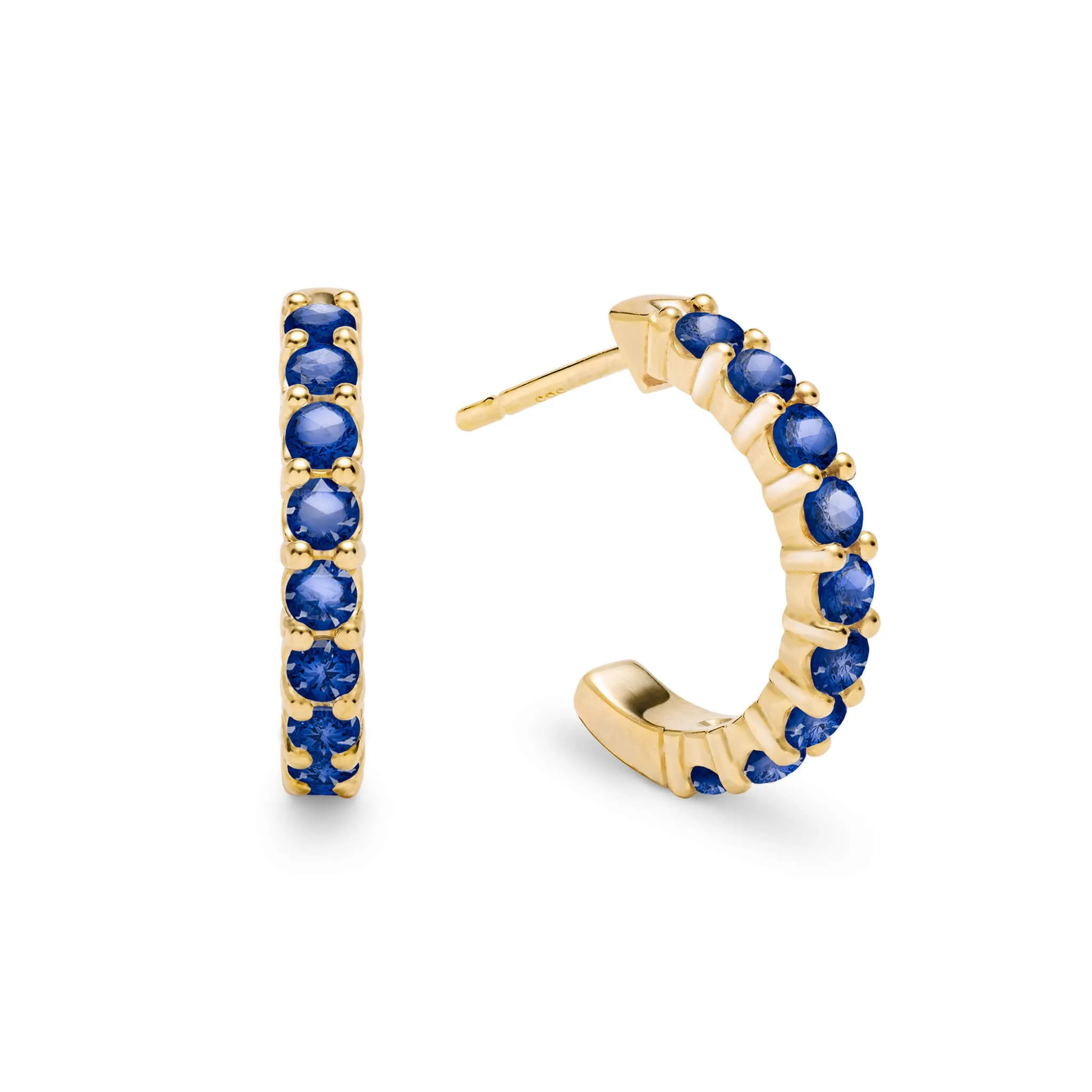 SAMPLE SALE Rosecliff Sapphire Huggie Hoop Earrings in 14k Gold (September) sold by Haverhill