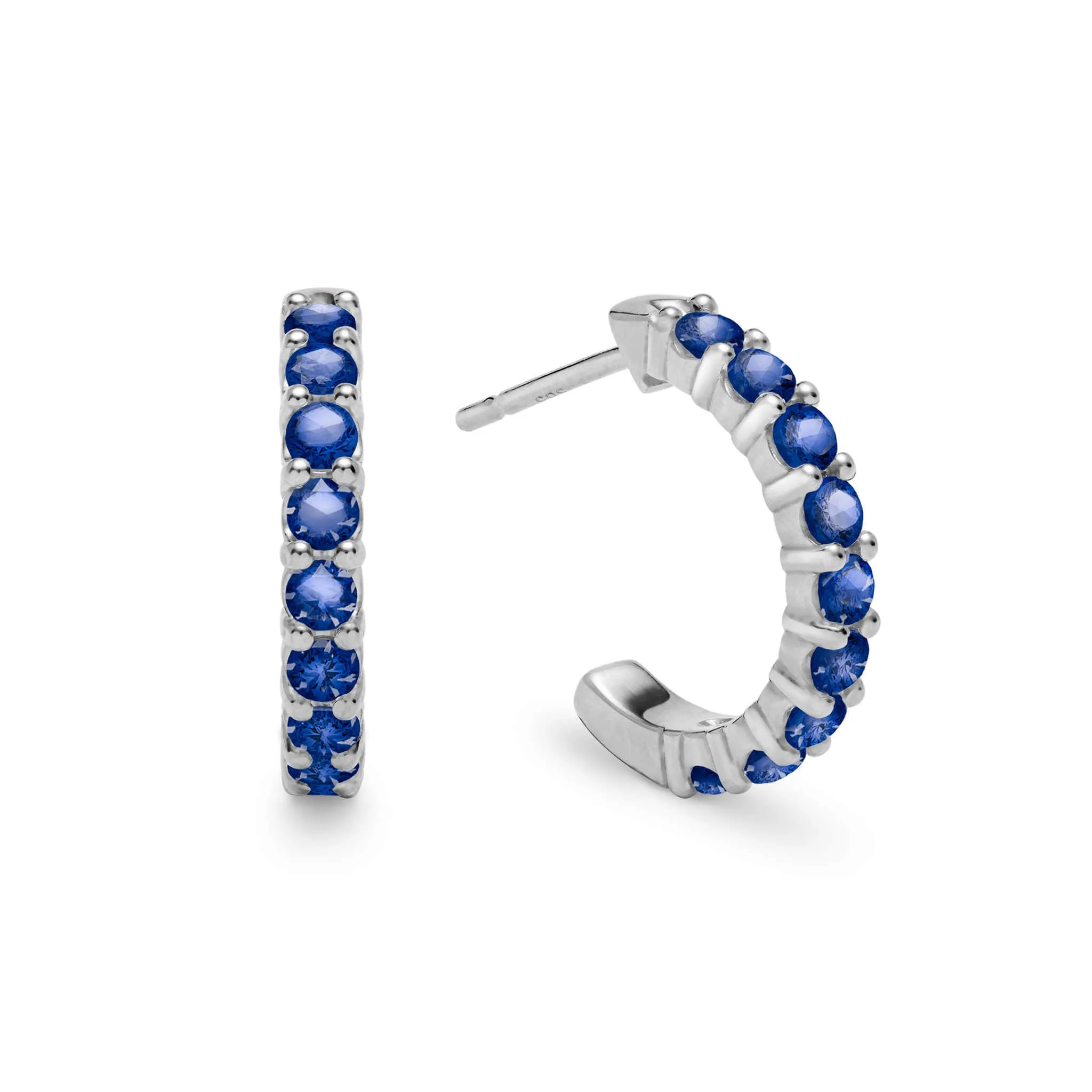 SAMPLE SALE Rosecliff Sapphire Huggie Hoop Earrings in 14k Gold (September) sold by Haverhill product image thumbnail 5