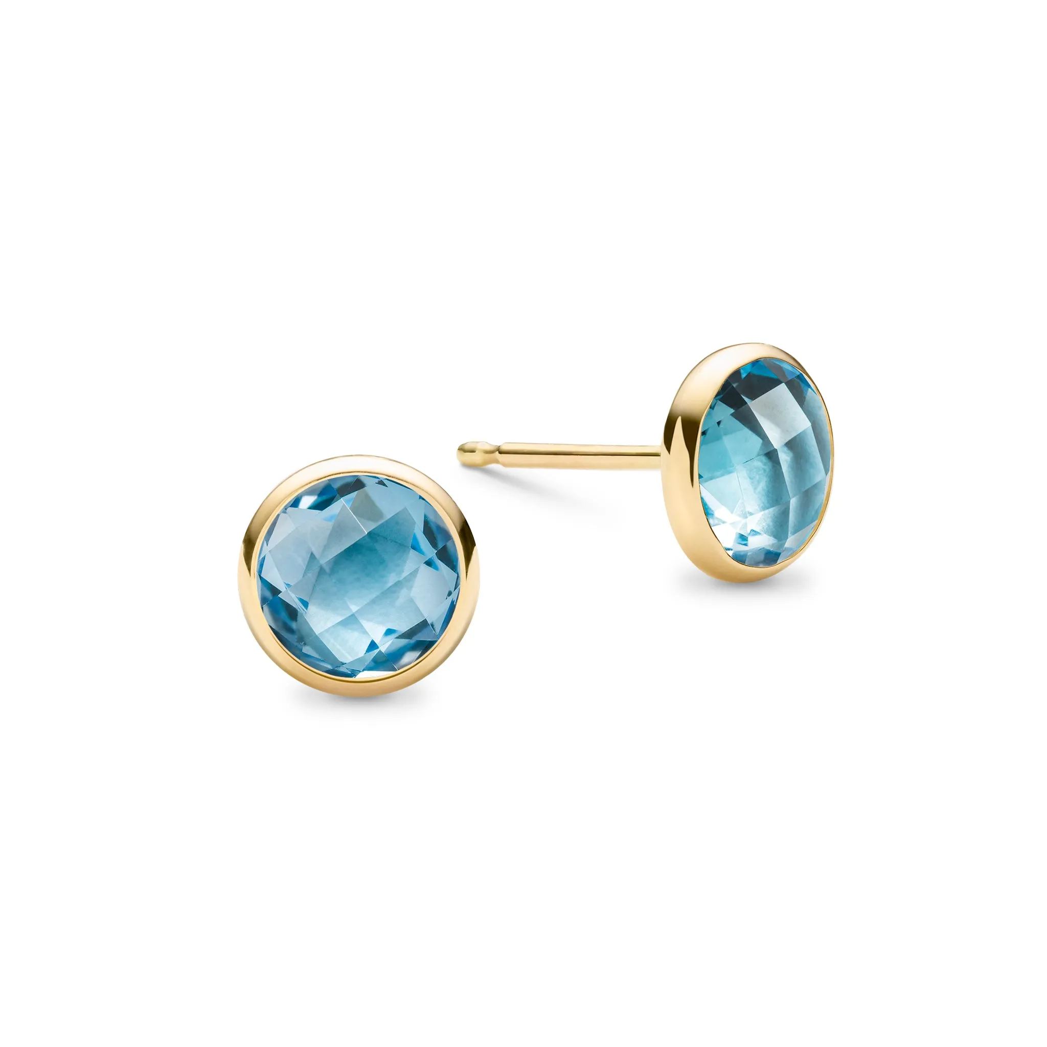 SAMPLE SALE Grand Nantucket Blue Topaz Stud Earrings in 14k Gold (December) sold by Haverhill