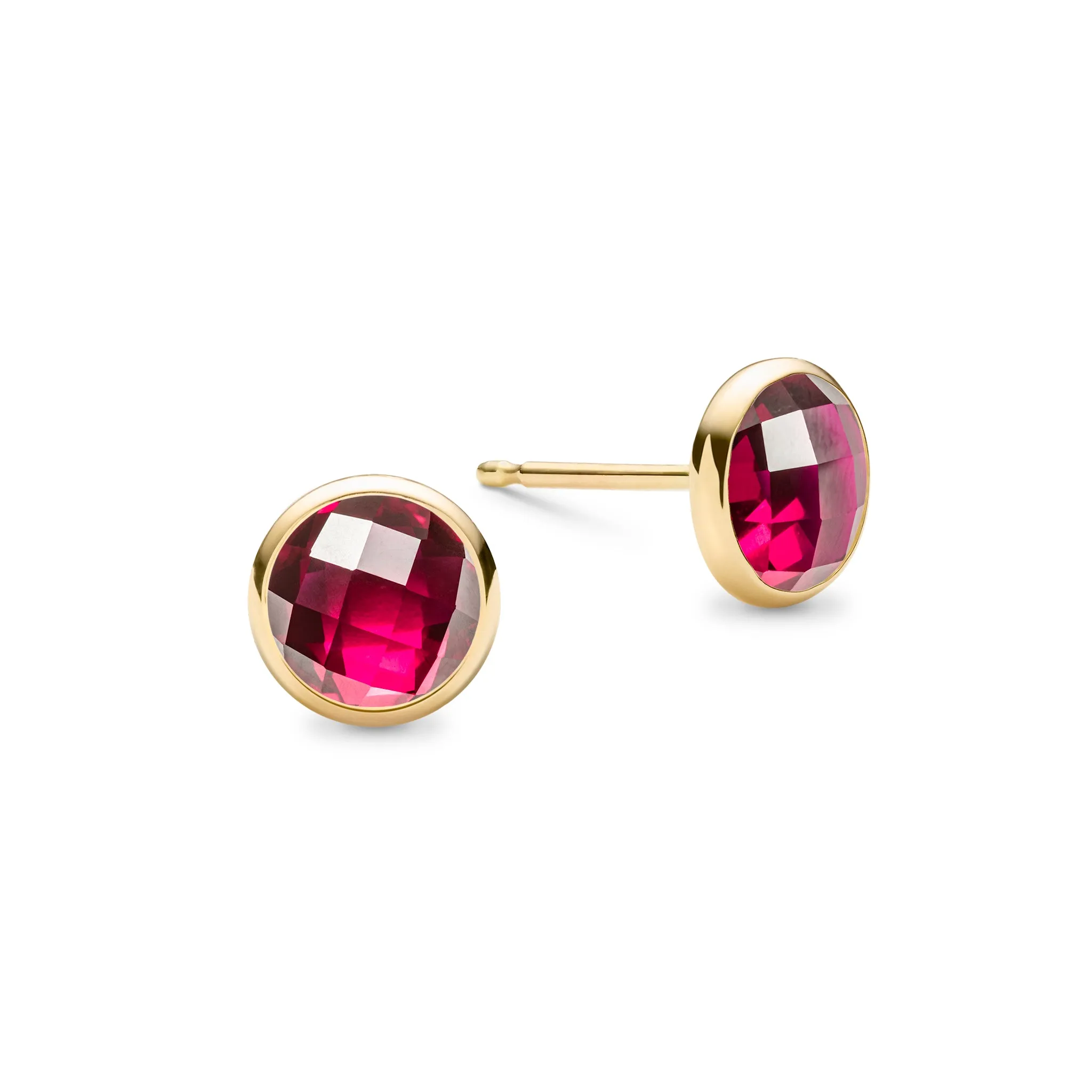 SAMPLE SALE Grand Ruby Stud Earrings in 14k Gold (July) sold by Haverhill