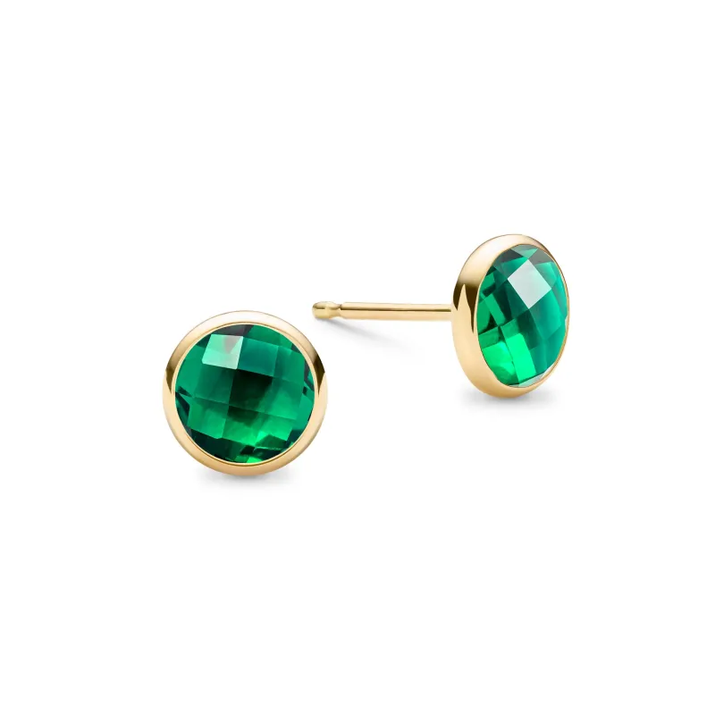 SAMPLE SALE Grand Emerald Stud Earrings in 14k Gold (May) sold by Haverhill