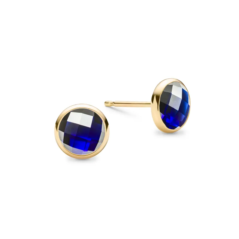 SAMPLE SALE Grand Sapphire Stud Earrings in 14k Gold (September) sold by Haverhill