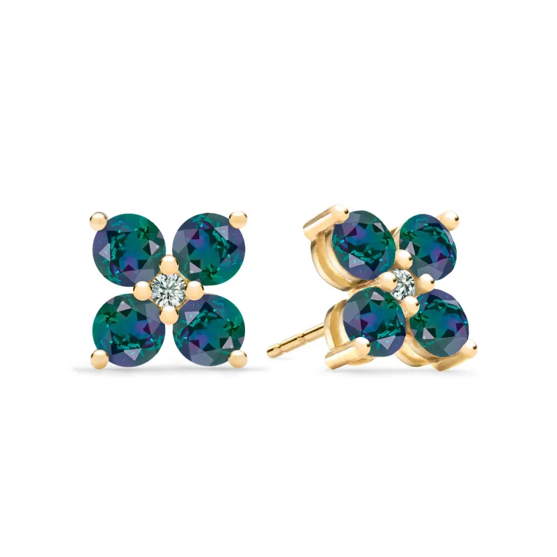 SAMPLE SALE Greenwich 4 Alexandrite & Diamond Earrings in 14k Gold (June) sold by Haverhill