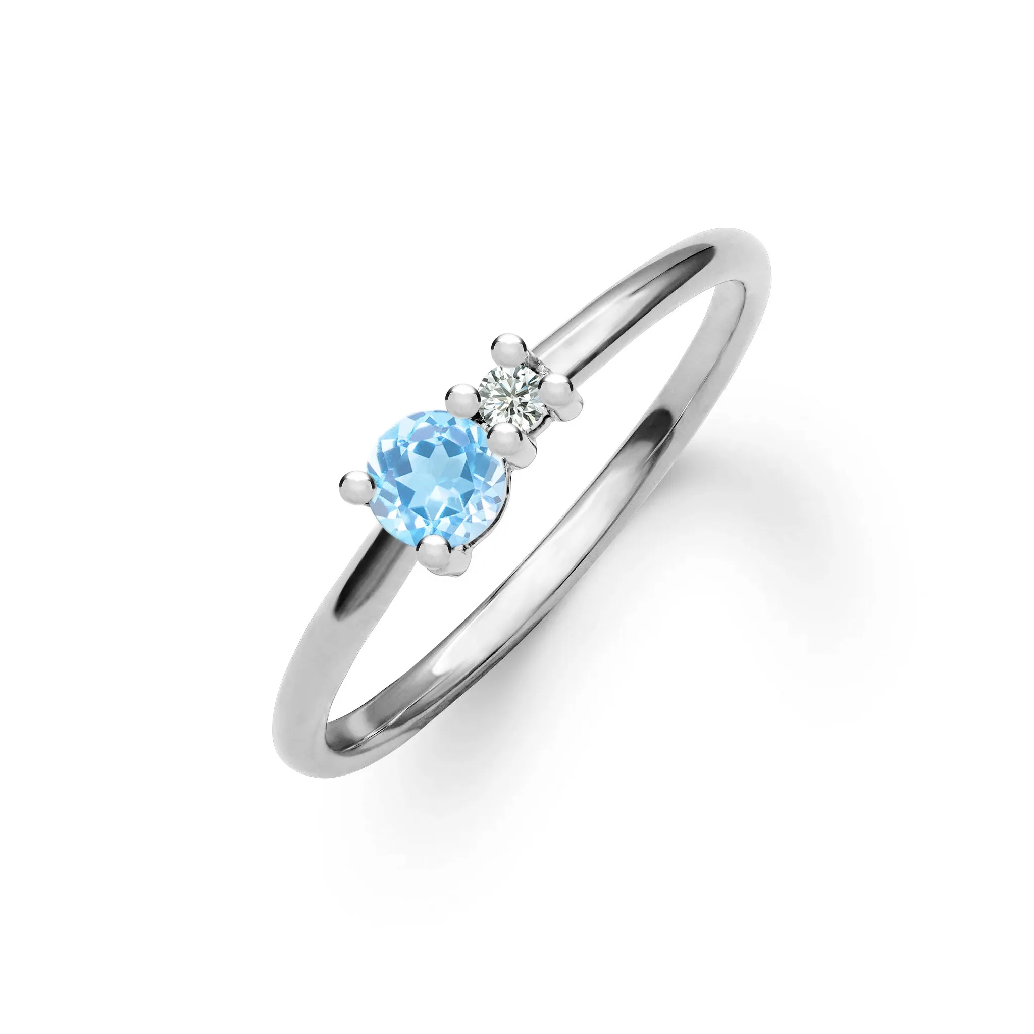 SAMPLE SALE Greenwich Solitaire Nantucket Blue Topaz & Diamond Ring in 14k Gold (December) Size 5.5 sold by Haverhill product image thumbnail 5