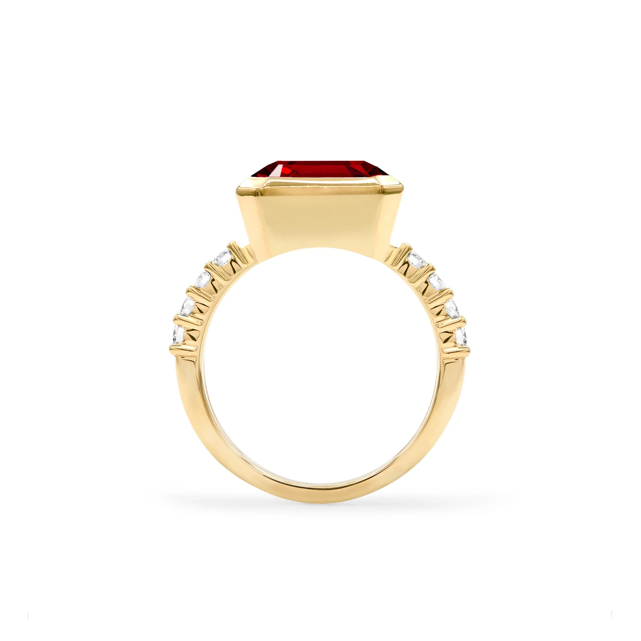 SAMPLE SALE Warren Horizontal Garnet Ring with Diamonds in 14k Gold (January) Size 5.5 sold by Haverhill product image thumbnail 5