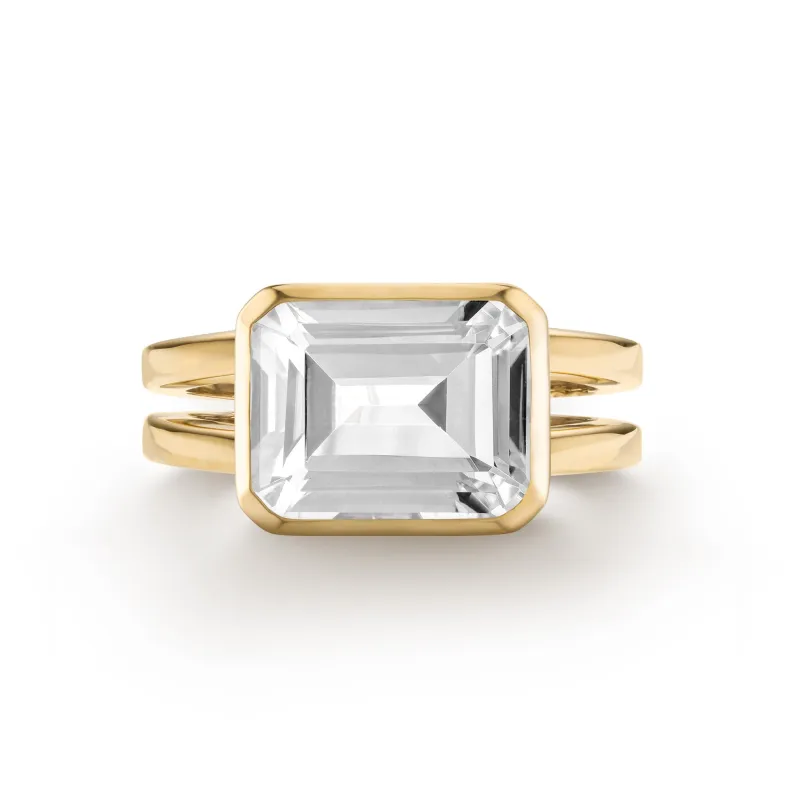 SAMPLE SALE Warren Horizontal White Topaz Ring in 14k Gold (April) Size 7.5 sold by Haverhill