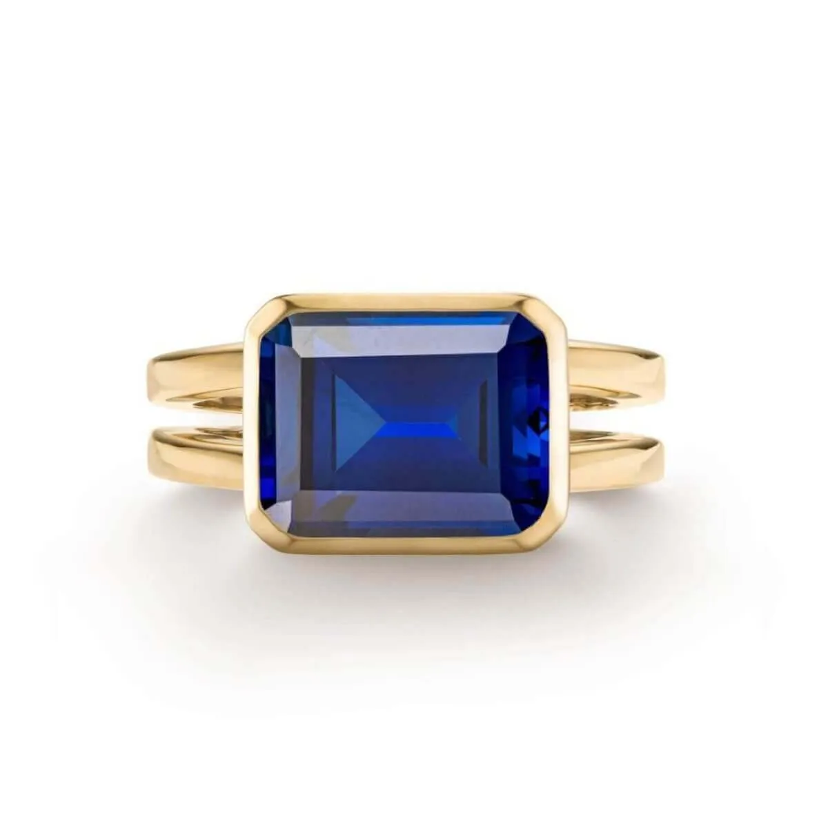 SAMPLE SALE Warren Horizontal Sapphire Ring in 14k Gold (September) Size 9.5 sold by Haverhill