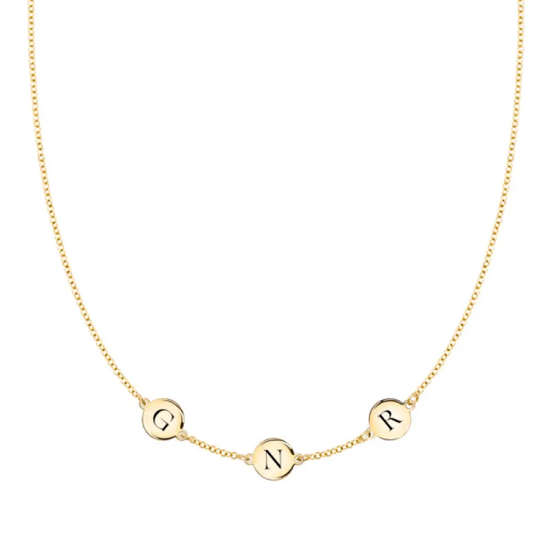 Personalized 3 Letter Necklace in 14k Gold (Single Spacing) sold by Haverhill