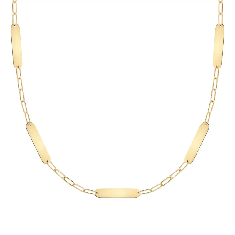 5 Petite Nameplate Necklace on Adelaide Mini in 14k Gold sold by Haverhill
