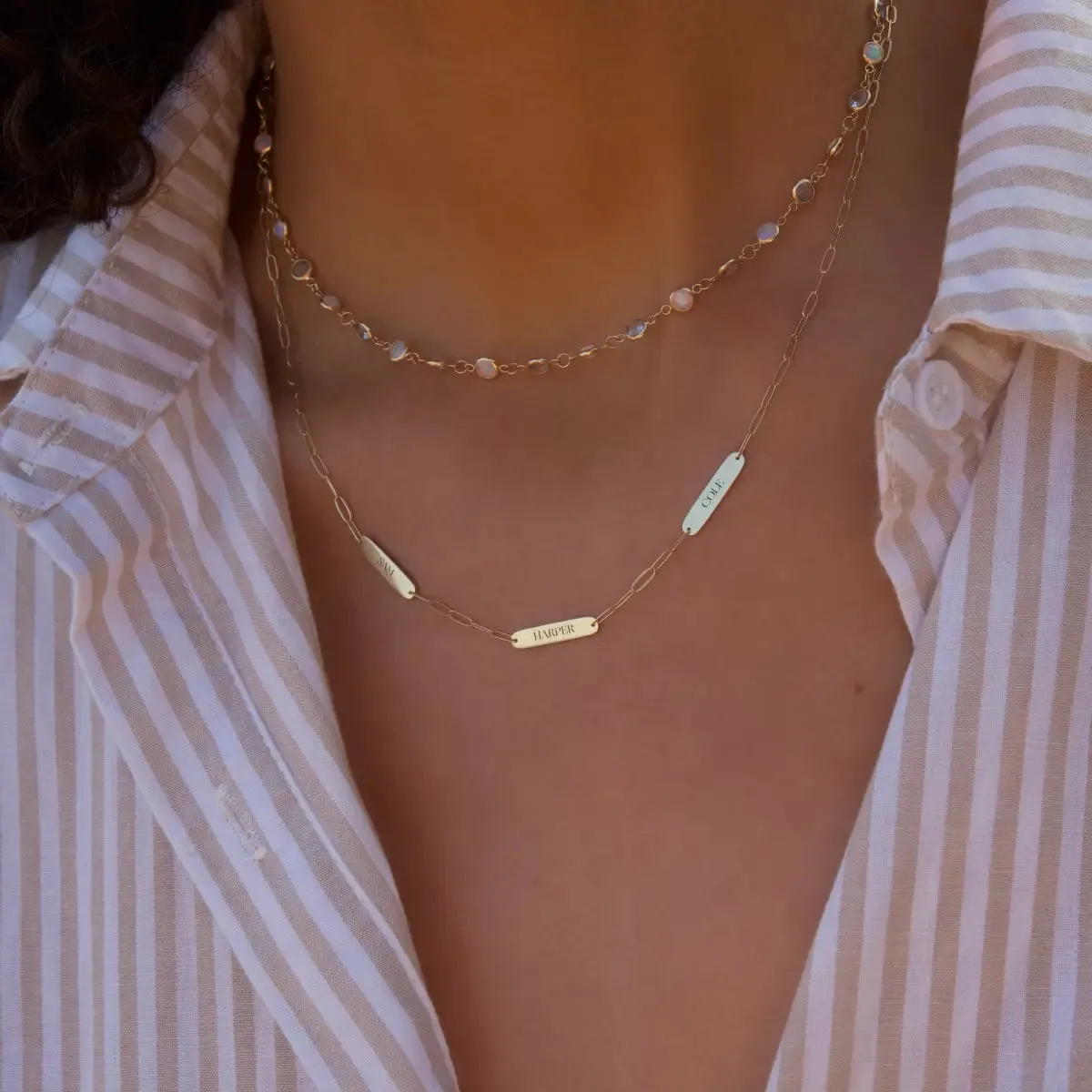 3 Petite Nameplate Necklace on Adelaide Mini in 14k Gold sold by Haverhill product image thumbnail 3