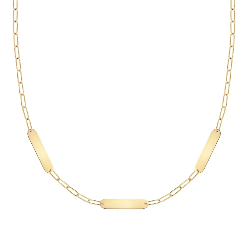 3 Petite Nameplate Necklace on Adelaide Mini in 14k Gold sold by Haverhill