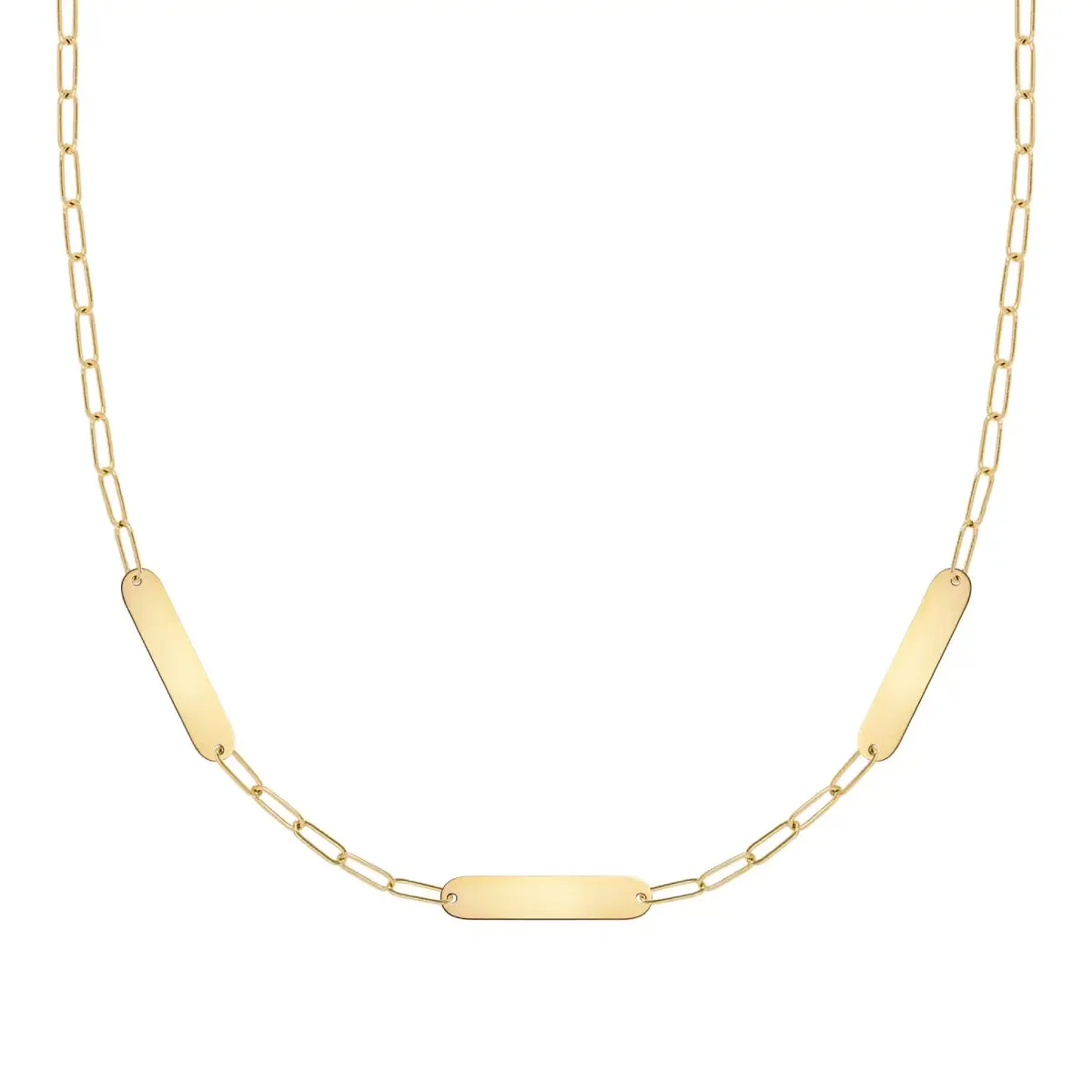 3 Petite Nameplate Necklace on Adelaide Mini in 14k Gold sold by Haverhill