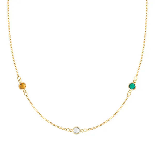 Personalized Classic 3 Birthstone Necklace in 14k Gold sold by Haverhill
