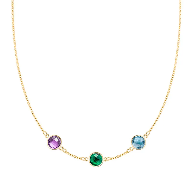 Personalized Grand 3 Birthstone Necklace in 14k Gold sold by Haverhill