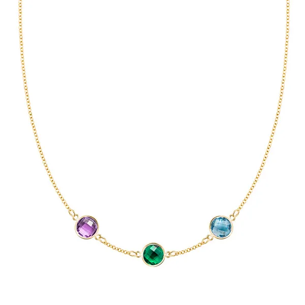 Personalized Grand 3 Birthstone Necklace in 14k Gold sold by Haverhill