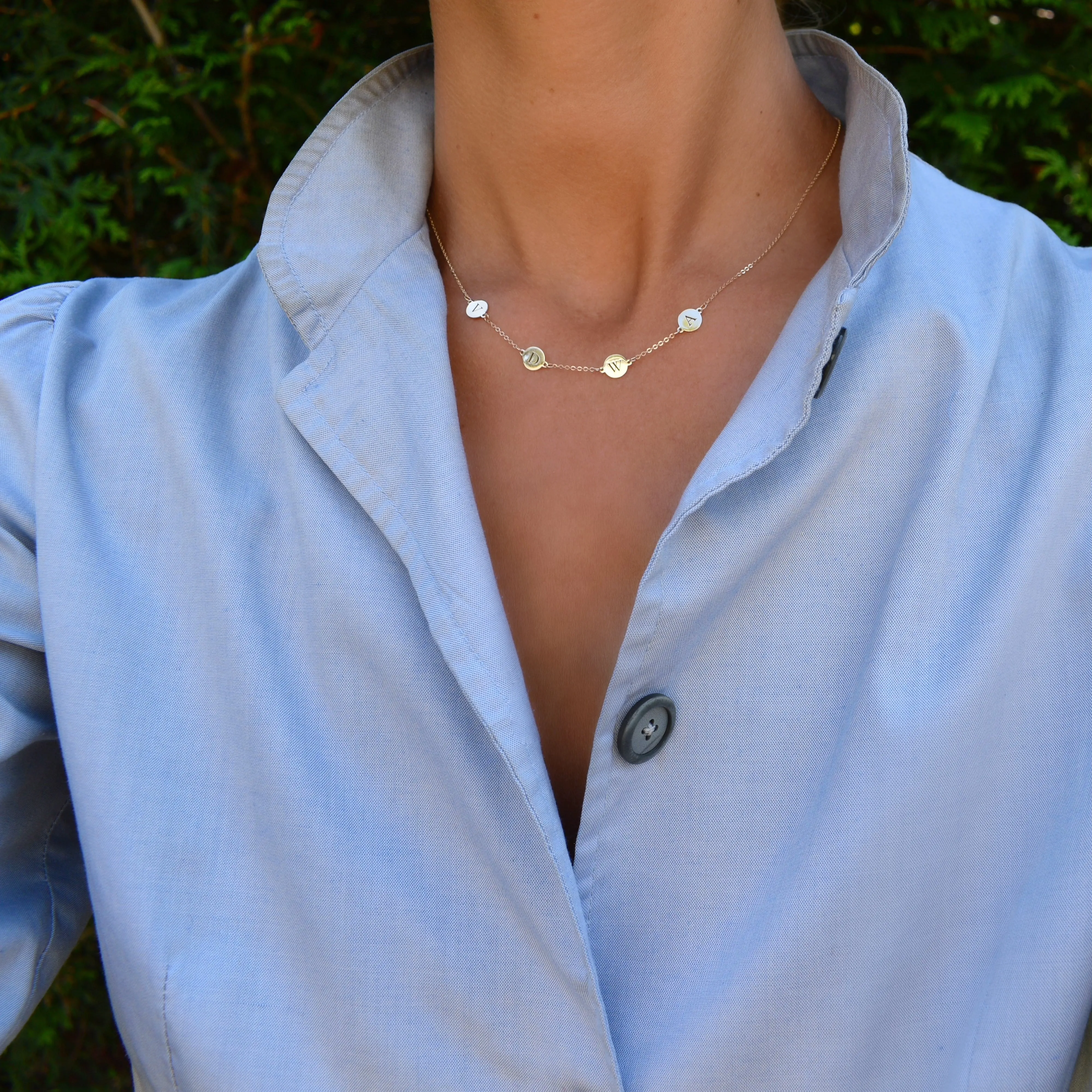 Personalized 4 Letter Necklace in 14k Gold (Double Spacing) sold by Haverhill product image thumbnail 2
