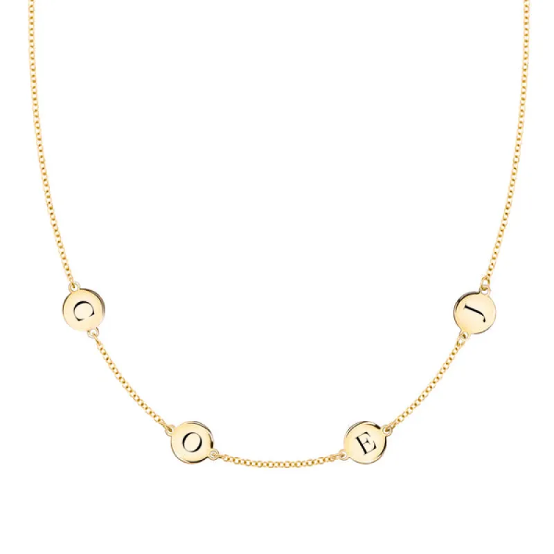 Personalized 4 Letter Necklace in 14k Gold (Double Spacing) made by Haverhill