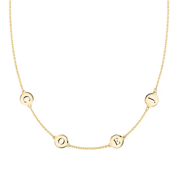 Personalized 4 Letter Necklace in 14k Gold (Double Spacing) sold by Haverhill