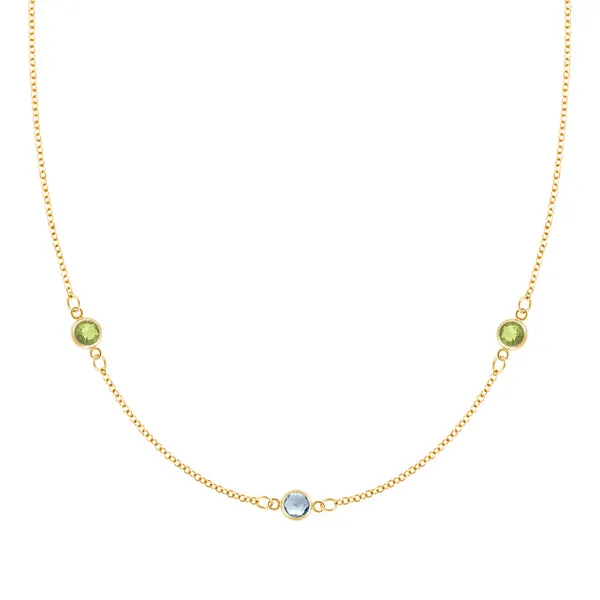 Personalized Classic 3 Birthstone Necklace in 14k Gold sold by Haverhill