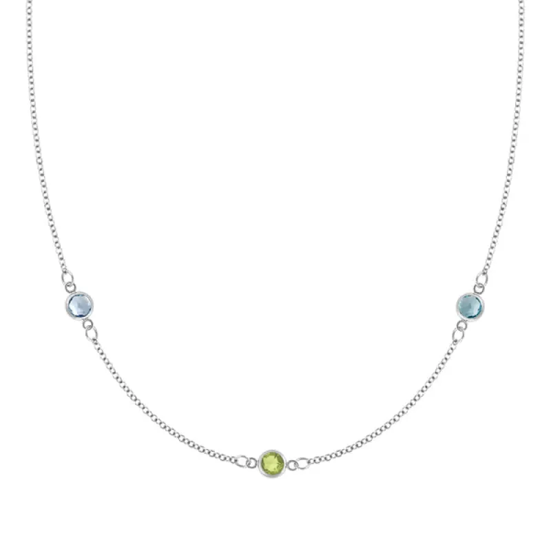 Personalized Classic 3 Birthstone Necklace in 14k Gold sold by Haverhill