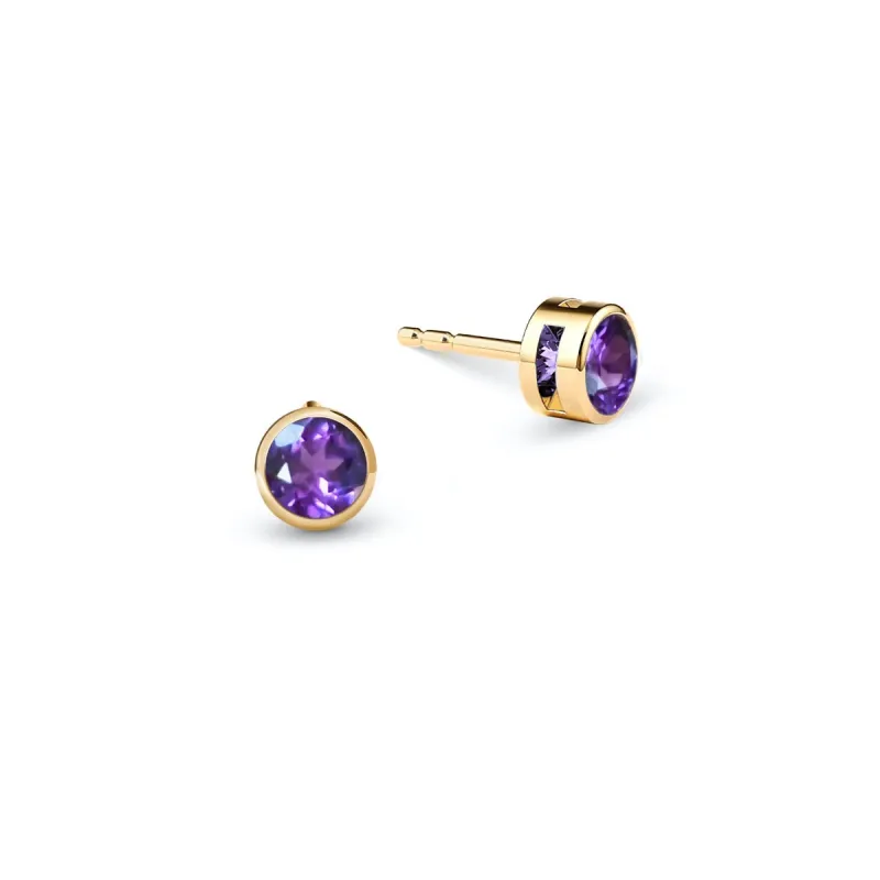 Barrington Amethyst Stud Earrings in 14k Gold (February) sold by Haverhill