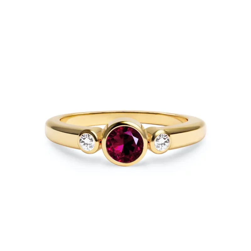 Barrington Ruby Ring with Diamond Side Stones in 14k Gold (July) sold by Haverhill