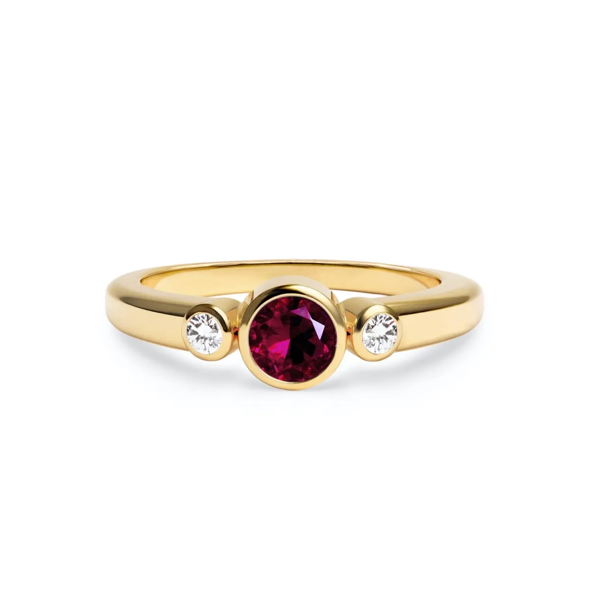 Barrington Ruby Ring with Diamond Side Stones in 14k Gold (July) sold by Haverhill