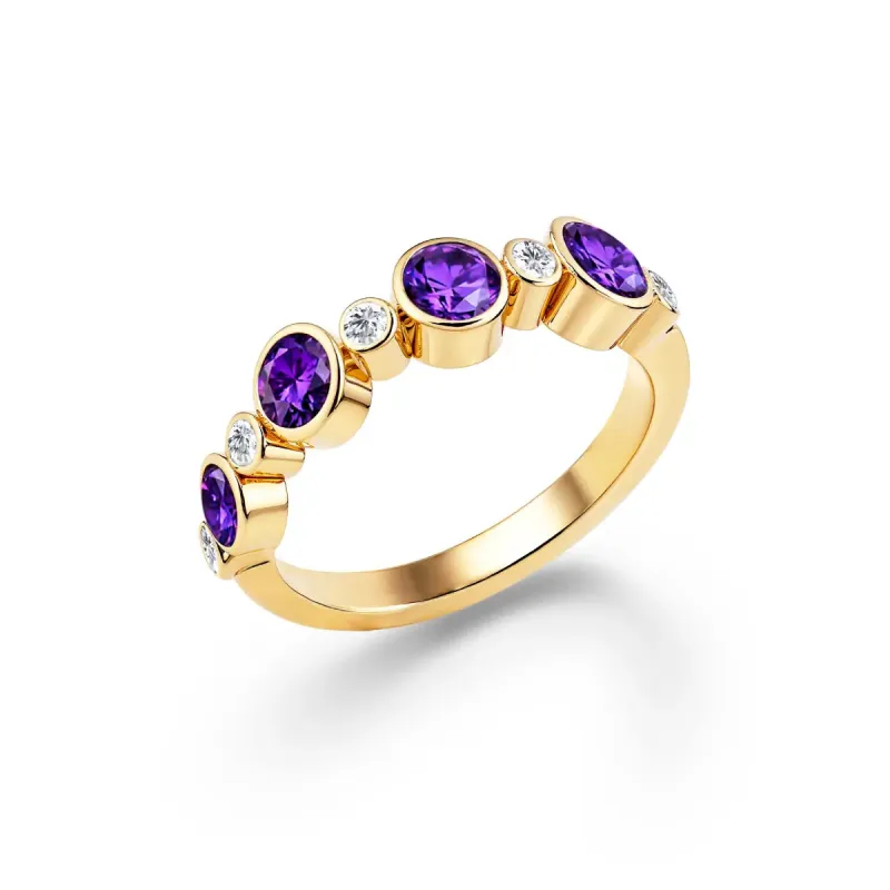 Barrington Amethyst Band Ring with Diamonds in 14k Gold (February) sold by Haverhill