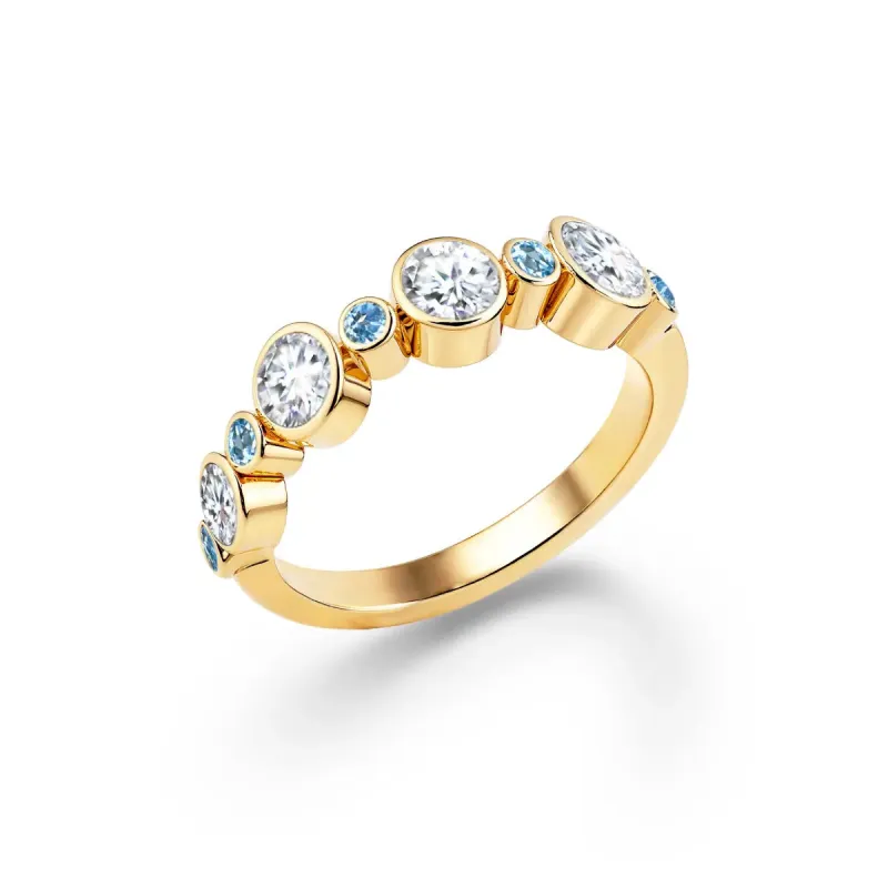 Barrington Diamond Band Ring with Nantucket Blue Topaz in 14k Gold (December) sold by Haverhill