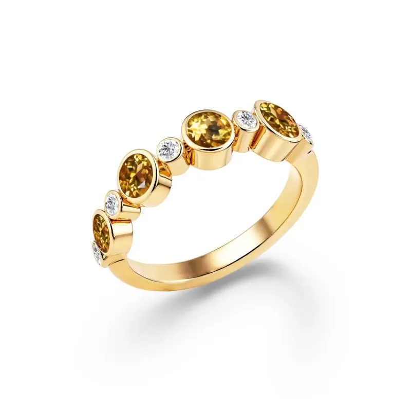Barrington Citrine Band Ring with Diamonds in 14k Gold (November) sold by Haverhill