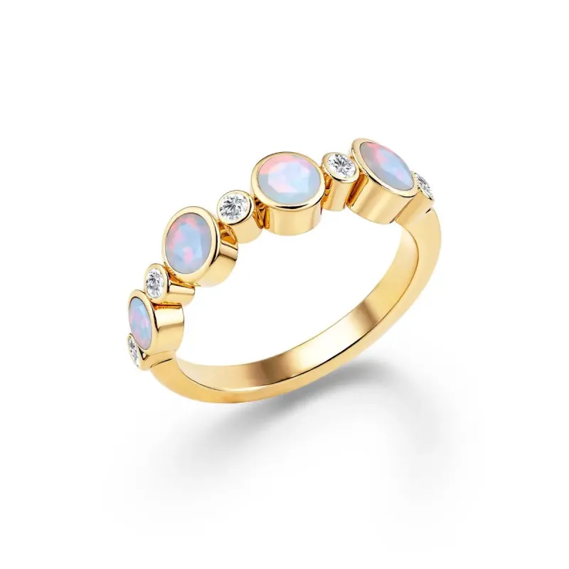 Barrington Opal Band Ring with Diamonds in 14k Gold (October) sold by Haverhill