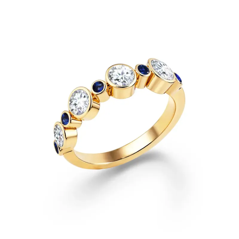 Barrington Diamond Band Ring with Sapphires in 14k Gold (September) sold by Haverhill