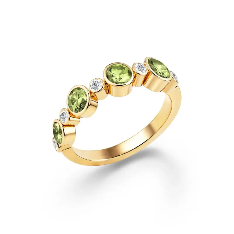 Barrington Peridot Band Ring with Diamonds in 14k Gold (August) sold by Haverhill