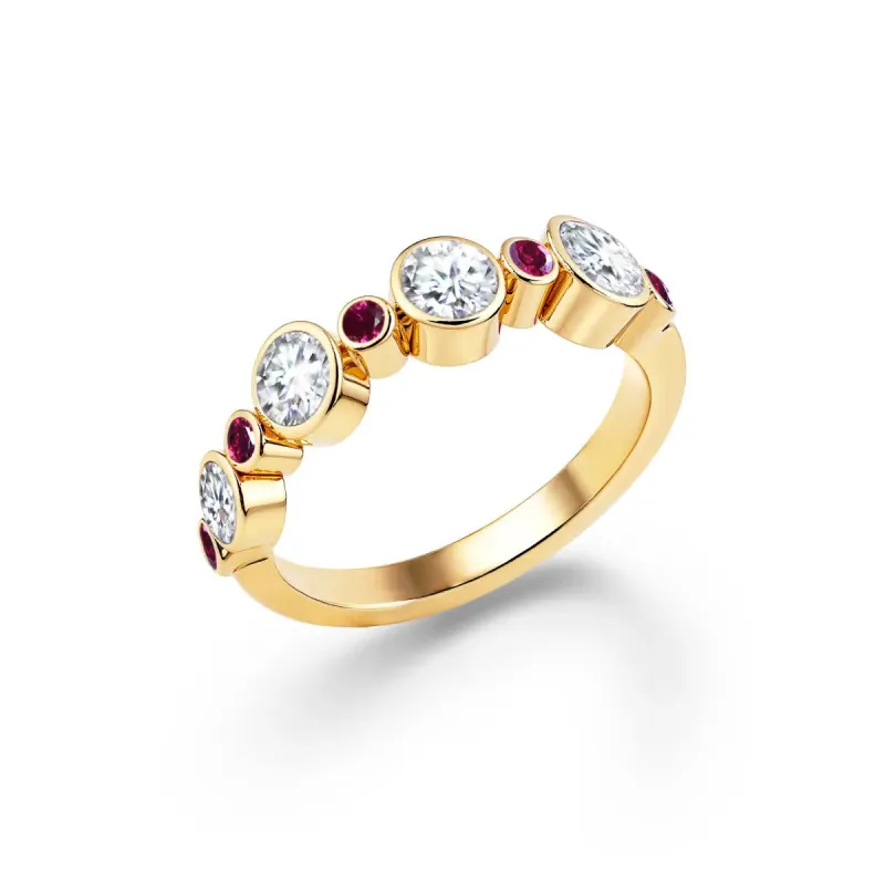 Barrington Diamond Band Ring with Rubies in 14k Gold (July) sold by Haverhill