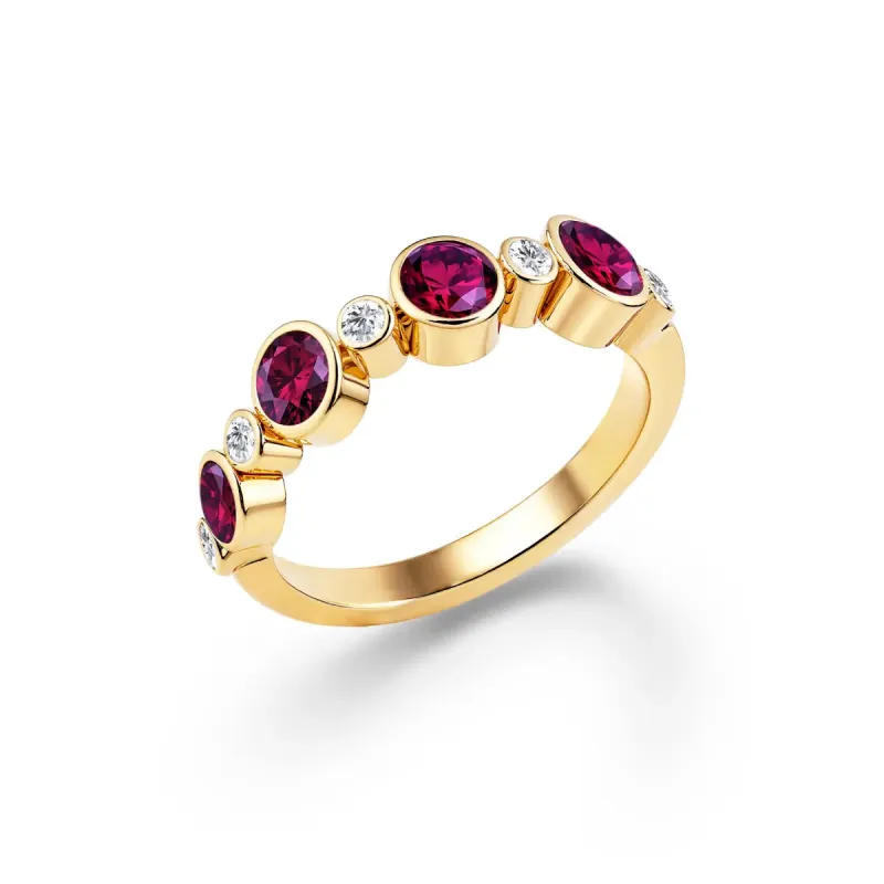 Barrington Ruby Band Ring with Diamonds in 14k Gold (July) sold by Haverhill
