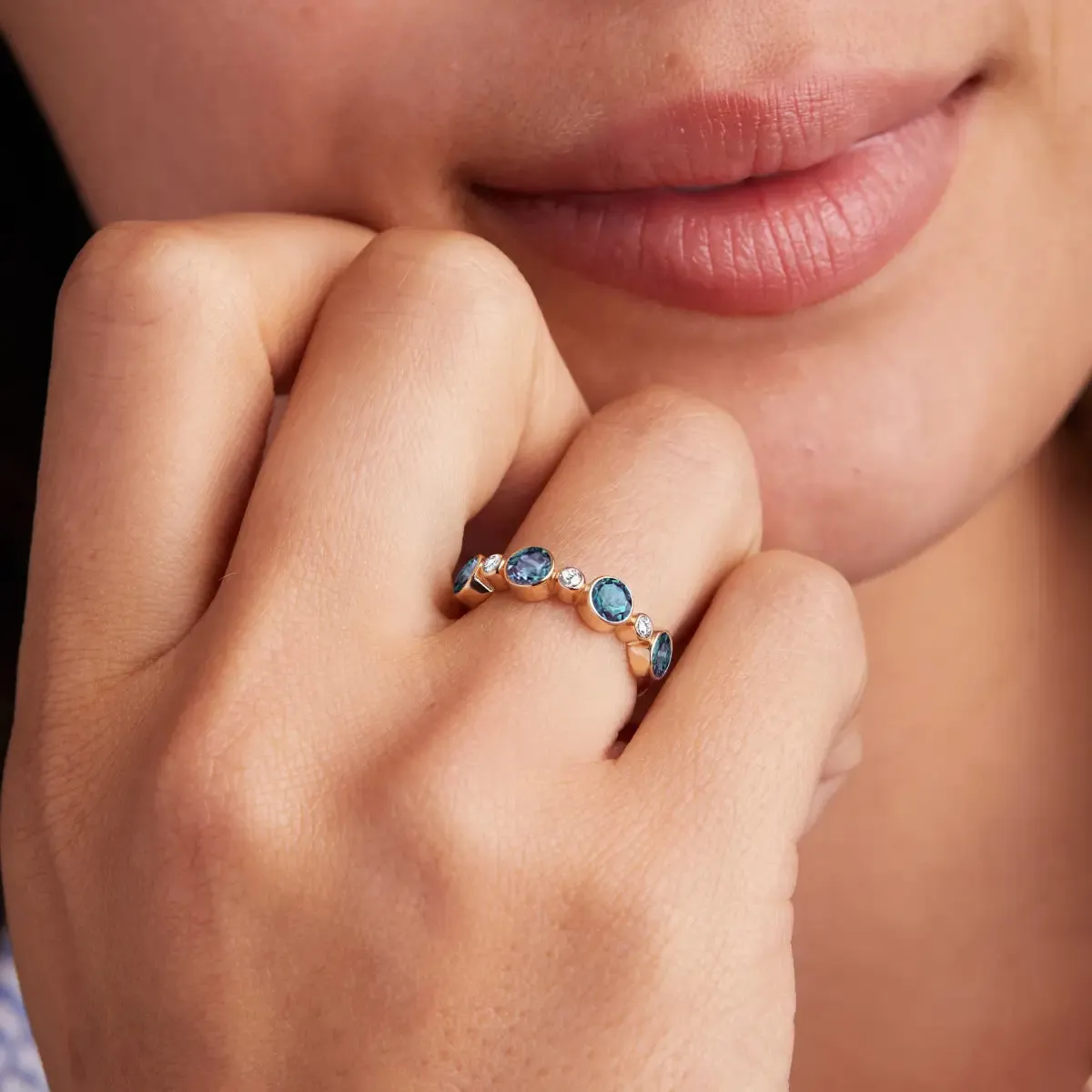 Barrington Alexandrite Band Ring with Diamonds in 14k Gold (June) sold by Haverhill product image thumbnail 3