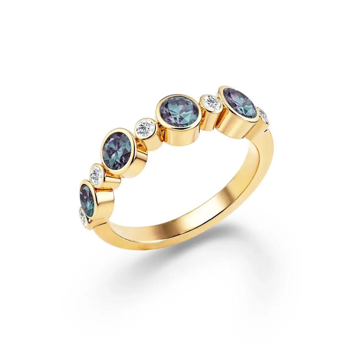 Barrington Alexandrite Band Ring with Diamonds in 14k Gold (June) sold by Haverhill