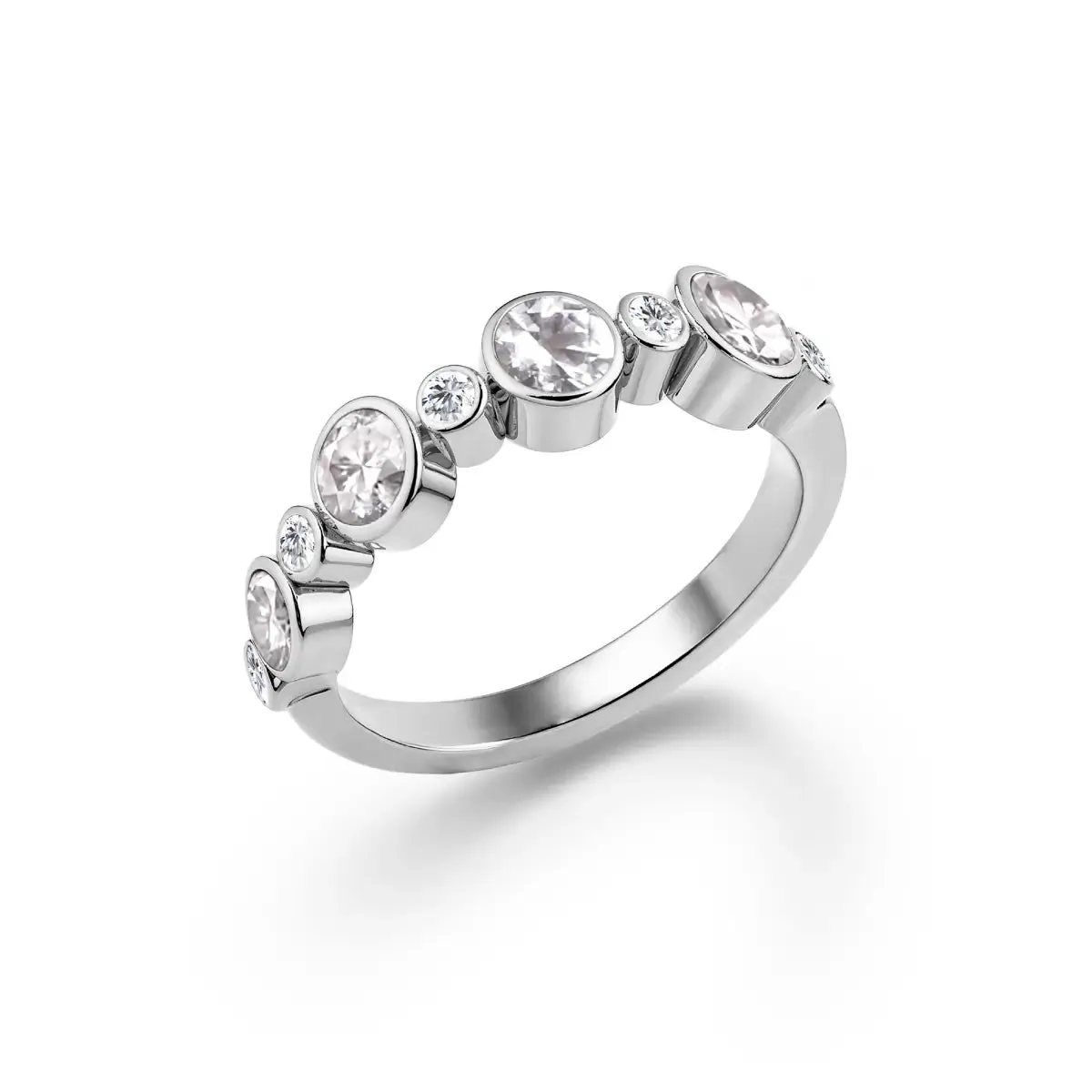 Barrington White Topaz Band Ring with Diamonds in 14k Gold (April) sold by Haverhill product image thumbnail 4