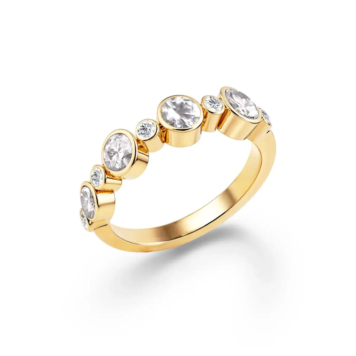Barrington White Topaz Band Ring with Diamonds in 14k Gold (April) sold by Haverhill