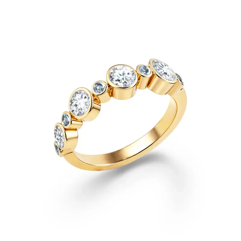 Barrington Diamond Band Ring with Aquamarines in 14k Gold (March) sold by Haverhill