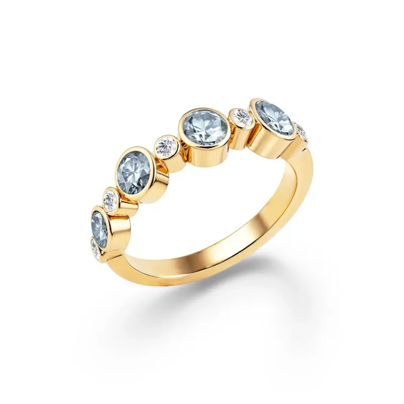 Barrington Aquamarine Band Ring with Diamonds in 14k Gold (March) sold by Haverhill
