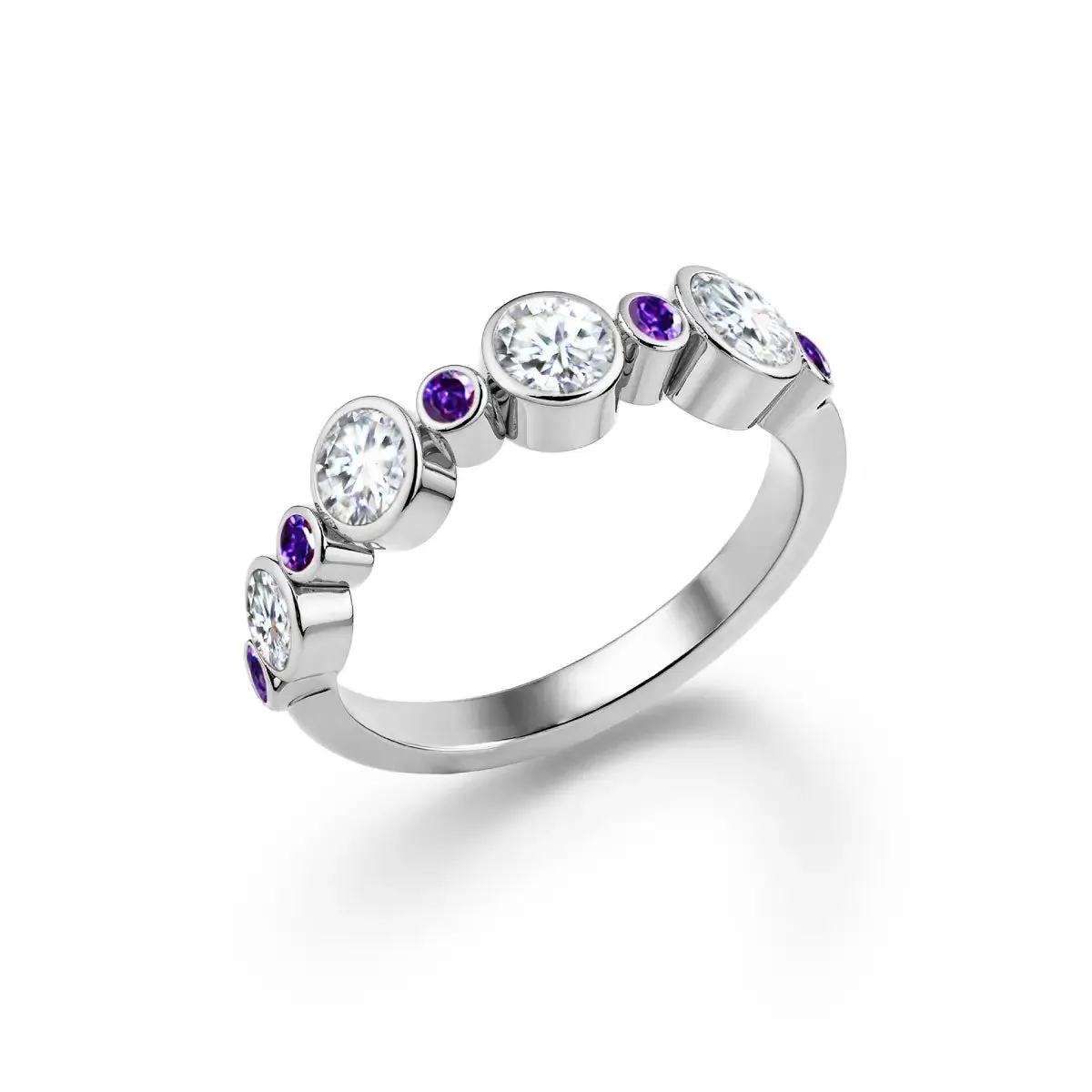 Barrington Diamond Band Ring with Amethysts in 14k Gold (February) sold by Haverhill product image thumbnail 4