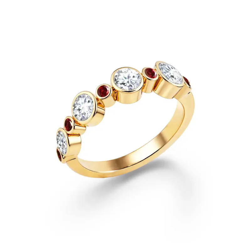 Barrington Diamond Band Ring with Garnets in 14k Gold (January) sold by Haverhill