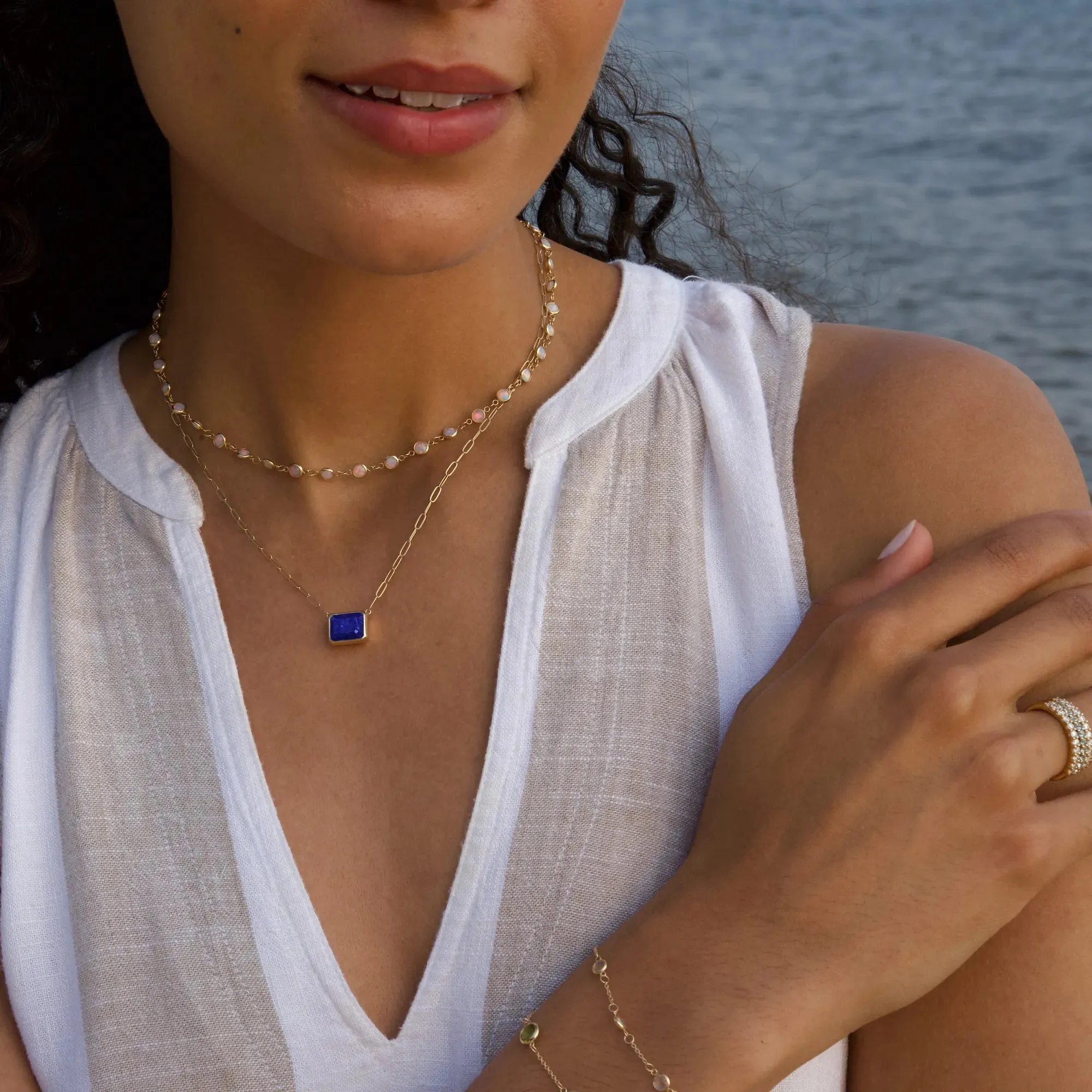 Warren Lapis Necklace on Adelaide Mini Chain in 14k Gold (September) sold by Haverhill product image thumbnail 2