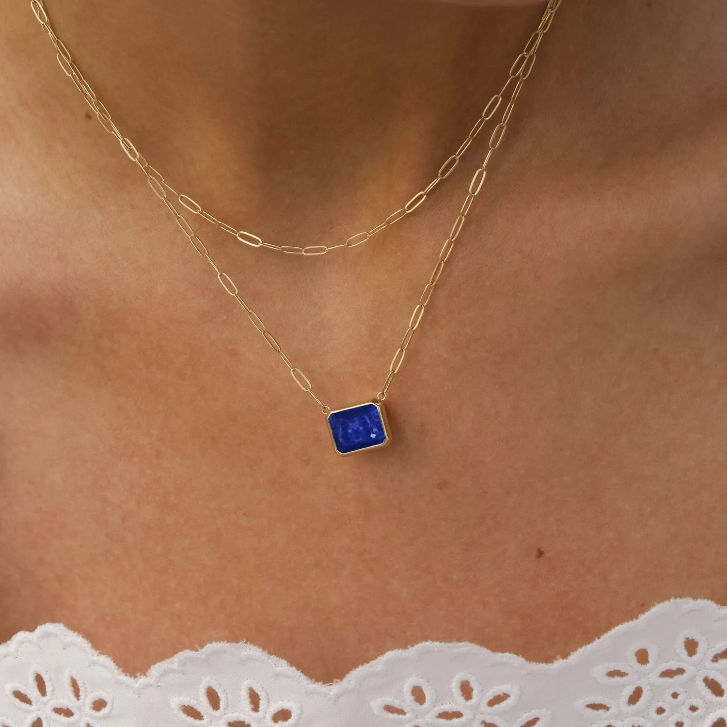 Warren Lapis Necklace on Adelaide Mini Chain in 14k Gold (September) sold by Haverhill product image thumbnail 3