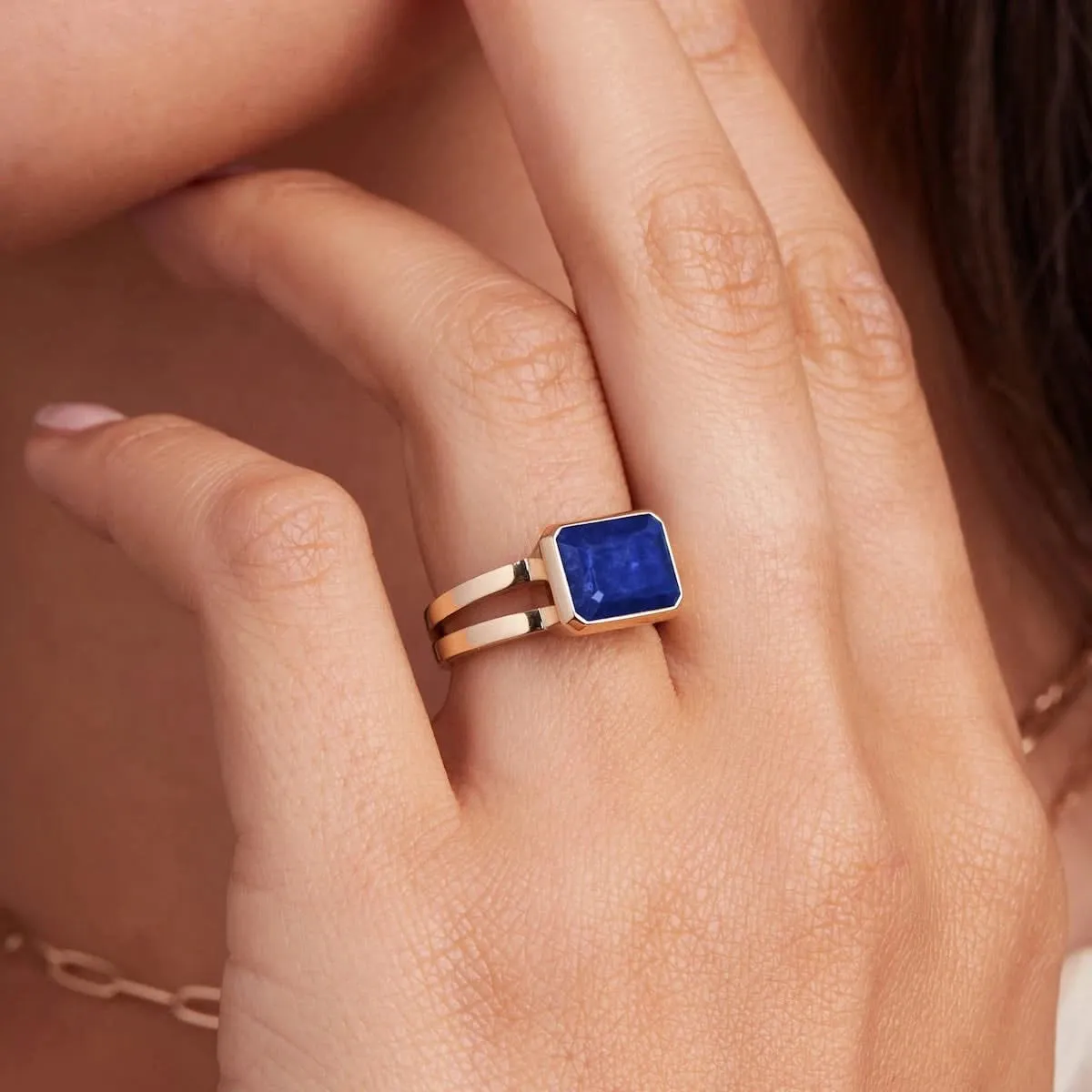 Warren Horizontal Lapis Ring in 14k Gold (September) sold by Haverhill product image thumbnail 2
