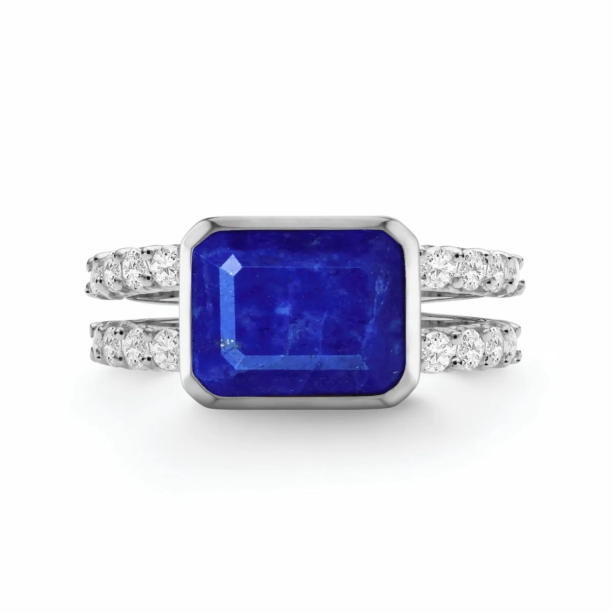 Warren Horizontal Lapis Ring with Diamonds in 14k Gold (September) sold by Haverhill product image thumbnail 4