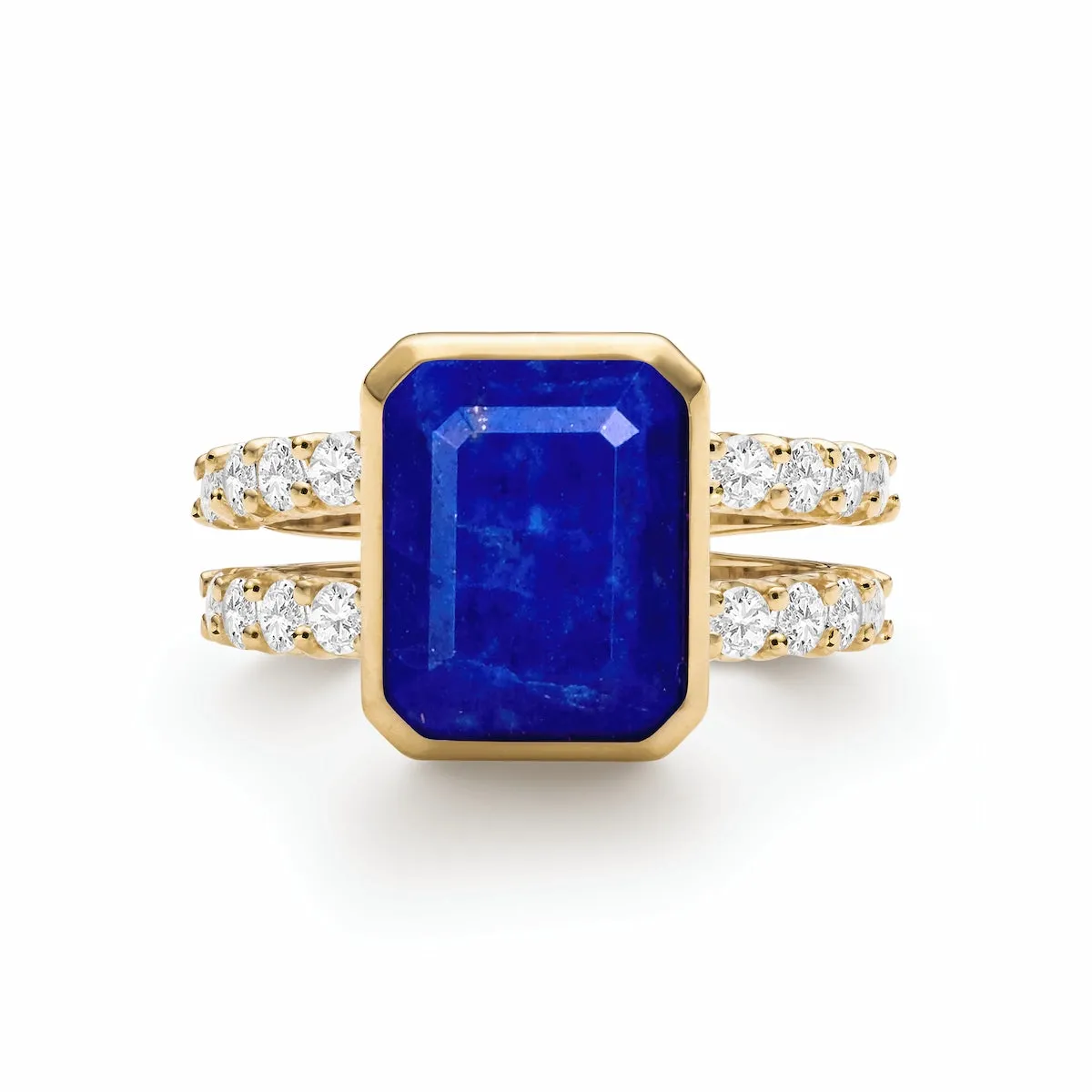 Warren Vertical Lapis Ring with Diamonds in 14k Gold (September) sold by Haverhill
