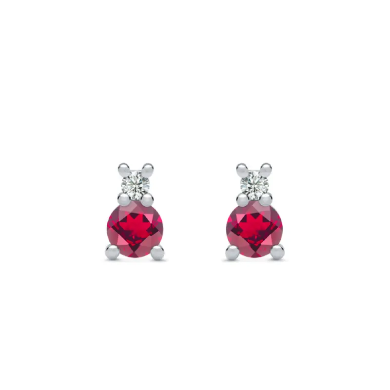 Personalized Greenwich Solitaire Birthstone & Diamond Earrings in 14k Gold sold by Haverhill
