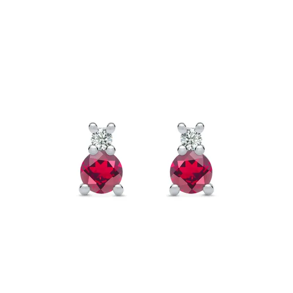 Personalized Greenwich Solitaire Birthstone & Diamond Earrings in 14k Gold sold by Haverhill